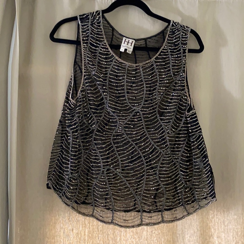 Haute Hippie beads and crystal top. Size M